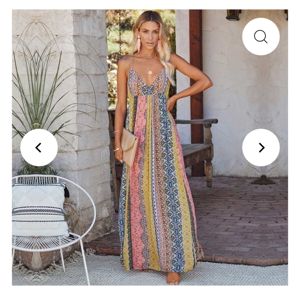 Boho Beach Hut Multicolor Maxi Dress